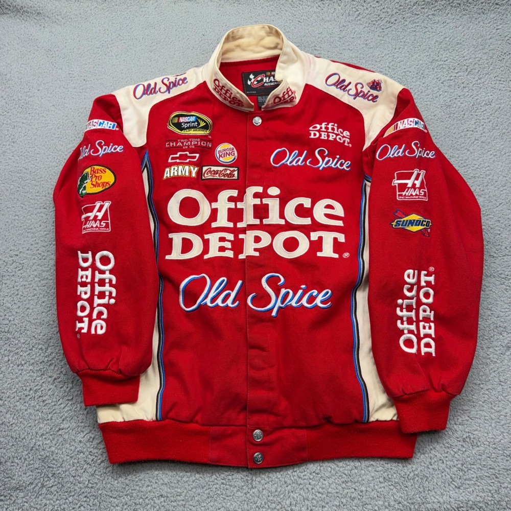 Chase Authentics Tony Stewart NASCAR Mens Large Red Office Depot Racing Jacket
